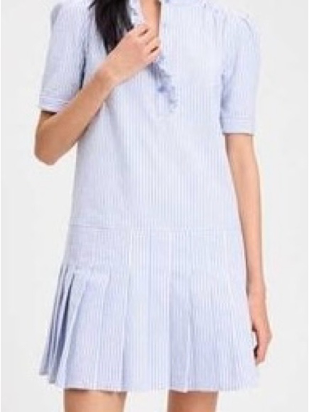 Kate Spade Blue & White Seersucker Pleated Shirt Dress